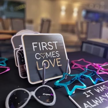 Photo Booth props table at a Wedding Reception in Currumbin, Gold Coast - party hire by SweetAz Co.