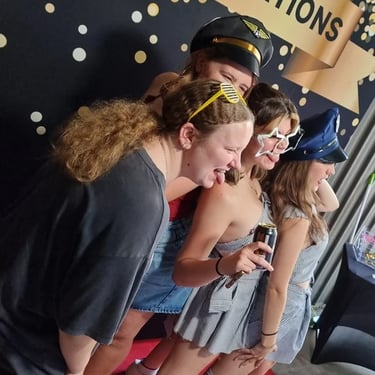 Mirror Photo Booth energising a Y12 Graduation party in Capalaba, Redlands - party hire by SweetAz Co.