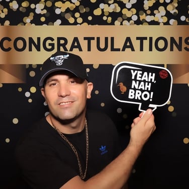 Mirror Photo Booth the perfect setup for a Y12 Graduation party in Victoriapoint, Redlands - party hire by SweetAz Co.