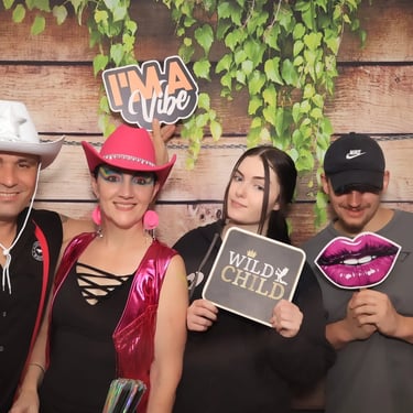 Photo Booth capturing Neon Cowboy fun at a Year End Party in Redlandbay, Redlands - party hire by SweetAz Co.