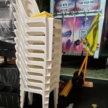 Plastic Chair perfect for a Anniversary Celebration in Kingston, Logan - party hire by SweetAz Co.