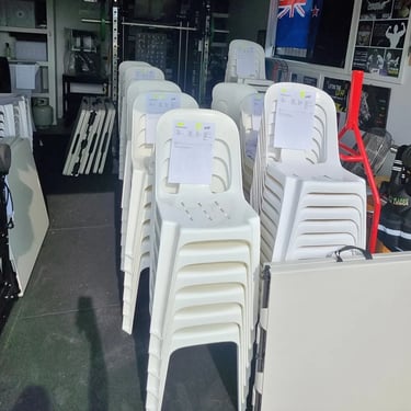 Plastic Chairs ready for delivery on xmas eve for a Xmas Day parties in Redlandbay, Redlands - party hire by SweetAz Co.