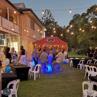 Plastic Chairs having experiences together at a 70th Birthday in Cornubia, Logan - party hire by SweetAz Co.