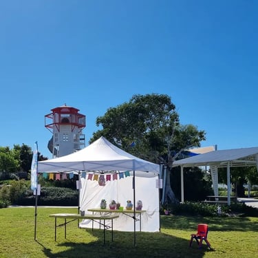 Plastic Chairs dropped off for a community Easter Event in Redlandbay, Redlands - party hire by SweetAz Co.