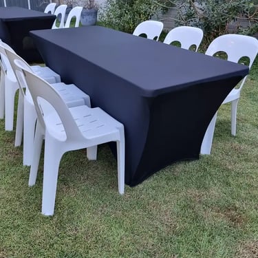 Plastic Table ready for a House Party in Capalaba, Redlands - party hire by SweetAz Co.