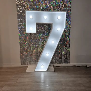 Marquee number 7 in white or any colour now available for hire in Redlands.