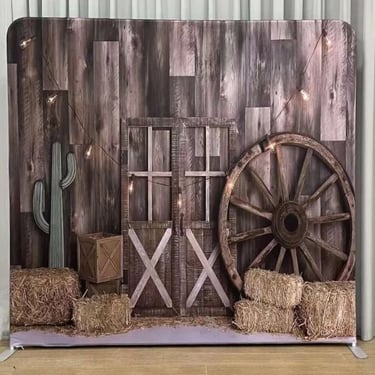 Rustic Country Photo Backdrop available as an epic photo wall in Redlands, Queensland - party hire by SweetAz Co.