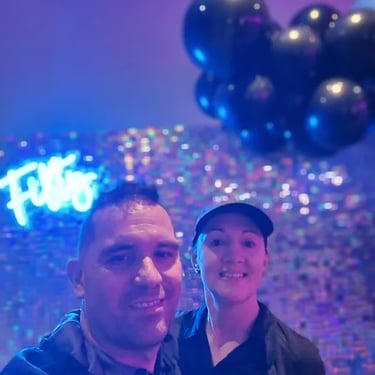 Iridescent Shimmer Wall perfect for a 50Th Birthday in Alexandrahills, Redlands - party hire by SweetAz Co.