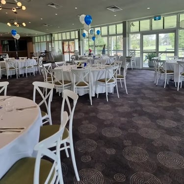 Silver Shimmer Wall adding sparkle to a 70Th Party in Wynnum, Brisbane - party hire by SweetAz Co.