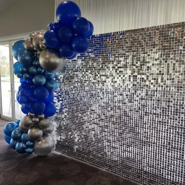 Silver Shimmer Wall spotted at a Birthday Celebration in Wakerley, Brisbane - party hire by SweetAz Co.