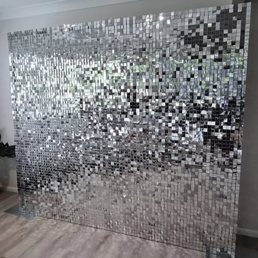 Silver Shimmer Wall displayed at a Birthday Function in Kangaroopoint, Brisbane - party hire by SweetAz Co.