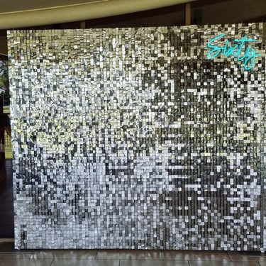 Silver Shimmer Wall making memories at a Birthday Party in Tingalpa, Brisbane - party hire by SweetAz Co.