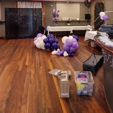 Shimmer Wall Black 25Th celebration in Cleveland, Redlands - party hire by SweetAz Co.