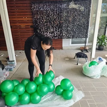 Shimmer Wall Black Birthday celebration in Munruben, Logan - party hire by SweetAz Co.