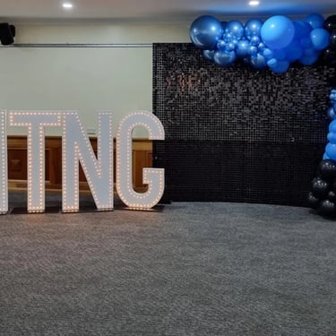 Shimmer Wall Black Cheerevent in Springwood, Logan - party hire by SweetAz Co.