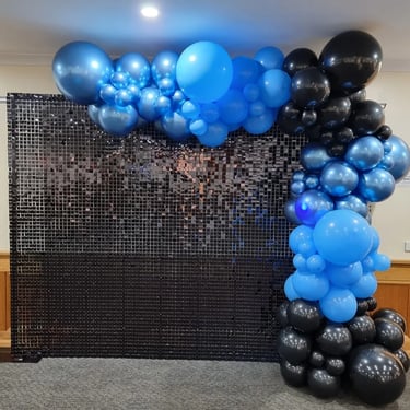 Shimmer Wall Black Event in Springwood, Logan - party hire by SweetAz Co.