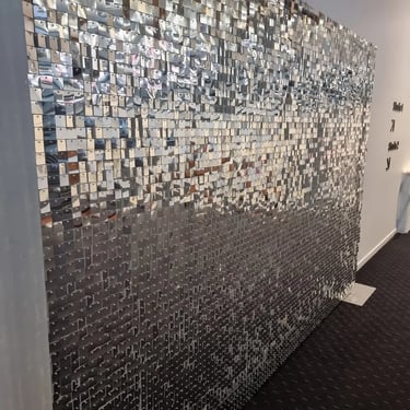 Silver Shimmer Wall setting the vibe for a Business Event in Pimpama, Gold Coast - party hire by SweetAz Co.
