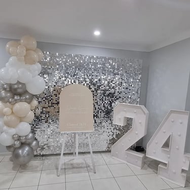 Silver Shimmer Wall spotted at a Graduation Event in Yarrabilba, Logan - party hire by SweetAz Co.