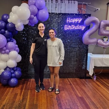 Shimmer Wall setup for a Happy Birthday in Cleveland, Redlands - party hire by SweetAz Co.