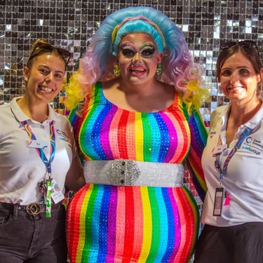 Shimmer Wall loving the colour of a Rainbow Celebration in Victoriapoint, Redlands - party hire by SweetAz Co.