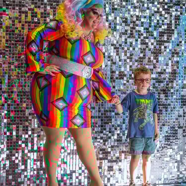 Shimmer Wall reflecting the vibe at a Rainbow Event in Victoriapoint, Redlands - party hire by SweetAz Co.