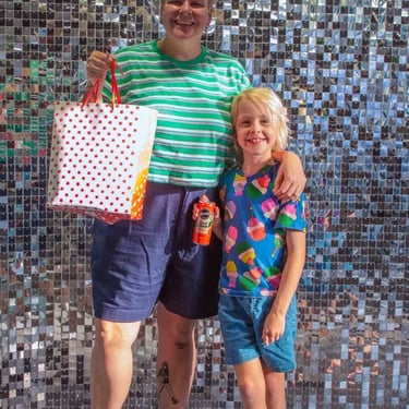 Shimmer Wall glistening during a Rainbow Families Event in Victoriapoint, Redlands - party hire by SweetAz Co.