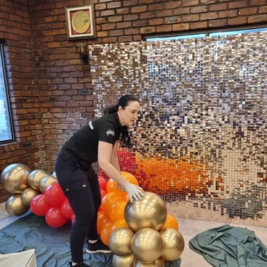 Shimmer Wall featured in Rosegold at an Anniversary in Thornlands, Redlands - party hire by SweetAz Co.