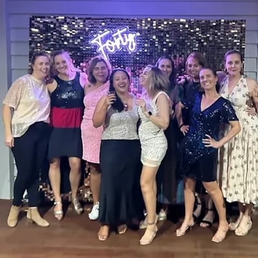 Shimmer Wall in the colour of Rosegold for a Birthday in Nudgee, Gold Coast - party hire by SweetAz Co.