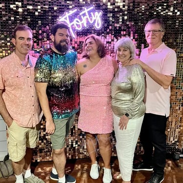 Shimmer Wall in the colour of Rosegold for a Fortieth in Thornlands, Redlands - party hire by SweetAz Co.