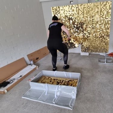 Shimmer Wall setup for a Tenth Birthday in Hillcrest, Logan - party hire by SweetAz Co.