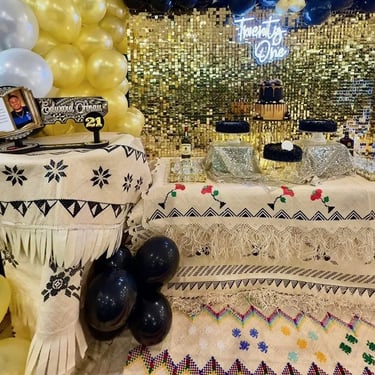 Shimmer Wall captured during a Twentyone Birthday in Sunnybank, Brisbane - party hire by SweetAz Co.