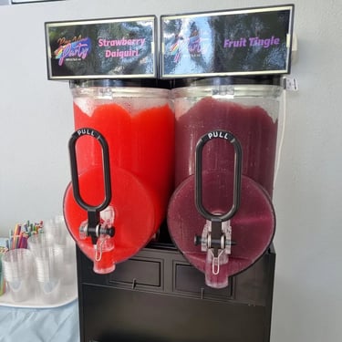 Slushie Machine chilled and ready to go at an 18th Birthday in Cornubia, Logan - party hire by SweetAz Co.