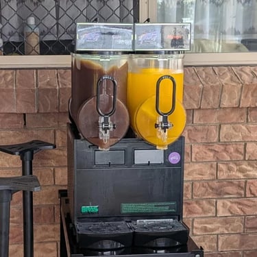 Slushie Machine ice cold, ready for serving at a 40th Birthday in Wellingtonpoint, Redlands - party hire by SweetAz Co.