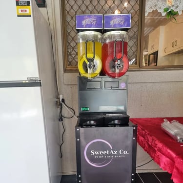 Slushie Machine getting ready to freeze for a 40th Celebration in Alexandrahills, Redlands - party hire by SweetAz Co.