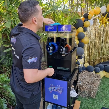 Slushie Machine setup for a Birthday Party in Manly, Brisbane - party hire by SweetAz Co.