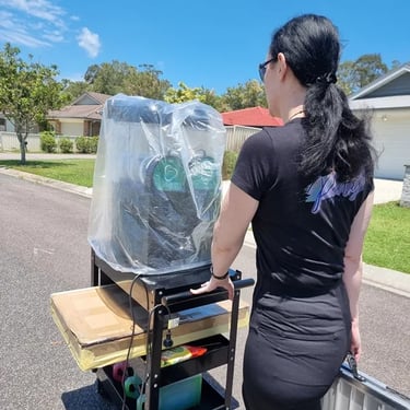 Sweetaz Crew delivering a slushie machine for a 40th Birthday in Victoriapoint, Redlands - party hire by SweetAz Co.