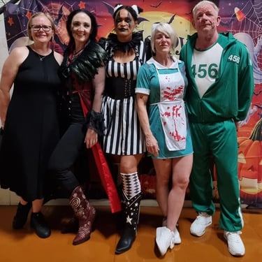 Sweetaz Crew in character at a Halloween Linedance in Crestmead, Logan - party hire by SweetAz Co.