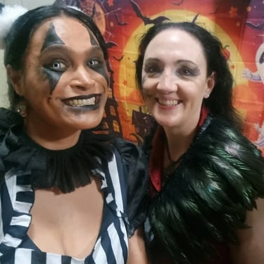 Sweetaz Crew having a ghoul of a time at a Halloween Social in Crestmead, Logan - party hire by SweetAz Co.