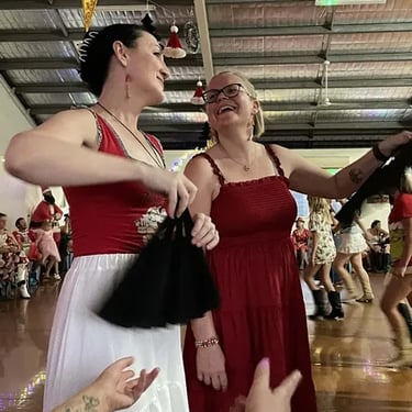 Sweetaz Crew dancing with friends at a Line Dancing social in Crestmead, Logan - party hire by SweetAz Co.