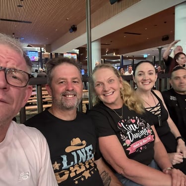 Sweetaz Crew spending time with friends at a Line Dancing event in Greenbank, Logan - party hire by SweetAz Co.