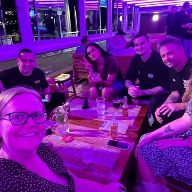 Sweetaz Crew with friends for Line Dancing Cruise in Newfarm, Brisbane - party hire by SweetAz Co.