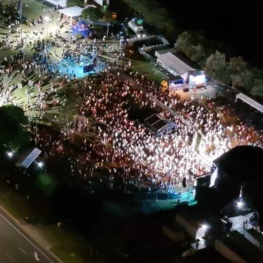 Sweetaz Crew looking down from their room at the Meriton Hotel in Southport, Gold Coast - party hire by SweetAz Co.