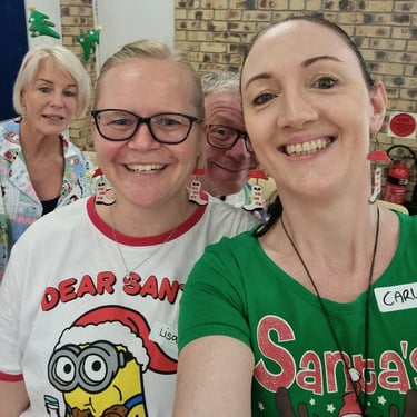 Sweetaz Crew with friends at a Xmas Party Line Dance Social in Helensvale, Gold Coast - party hire by SweetAz Co.