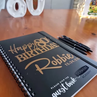 Uncle Bobs guest book at his 80th Celebration in Carina, Brisbane - party hire by SweetAz Co.