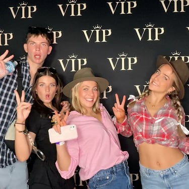 Josiah's guests in the digital photo booth, making memories in Albion, Brisbane.