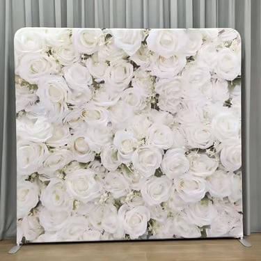 White Roses Photo Backdrop available as an epic photo wall in Redlands, Queensland - party hire by SweetAz Co.