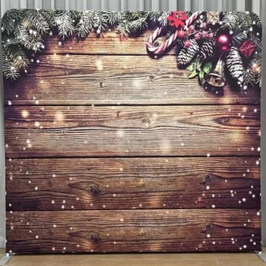 Wooden Xmas Photo Backdrop available as an epic photo wall in Redlands, Queensland - party hire by SweetAz Co.