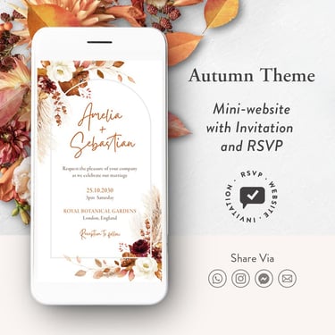 FALL WEDDING WEBSITE invitation, digital fall wedding invitation, digital wedding invitation