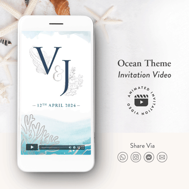 digital beach wedding invitation video, nautical wedding invitation video, ocean wedding invite