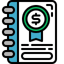 a notebook with a dollar sign and a dollar sign